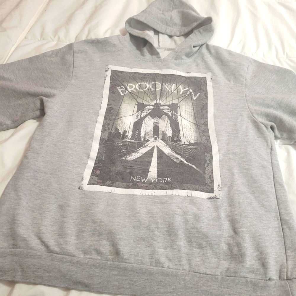 Mens Grey hoodie with Brooklyn design